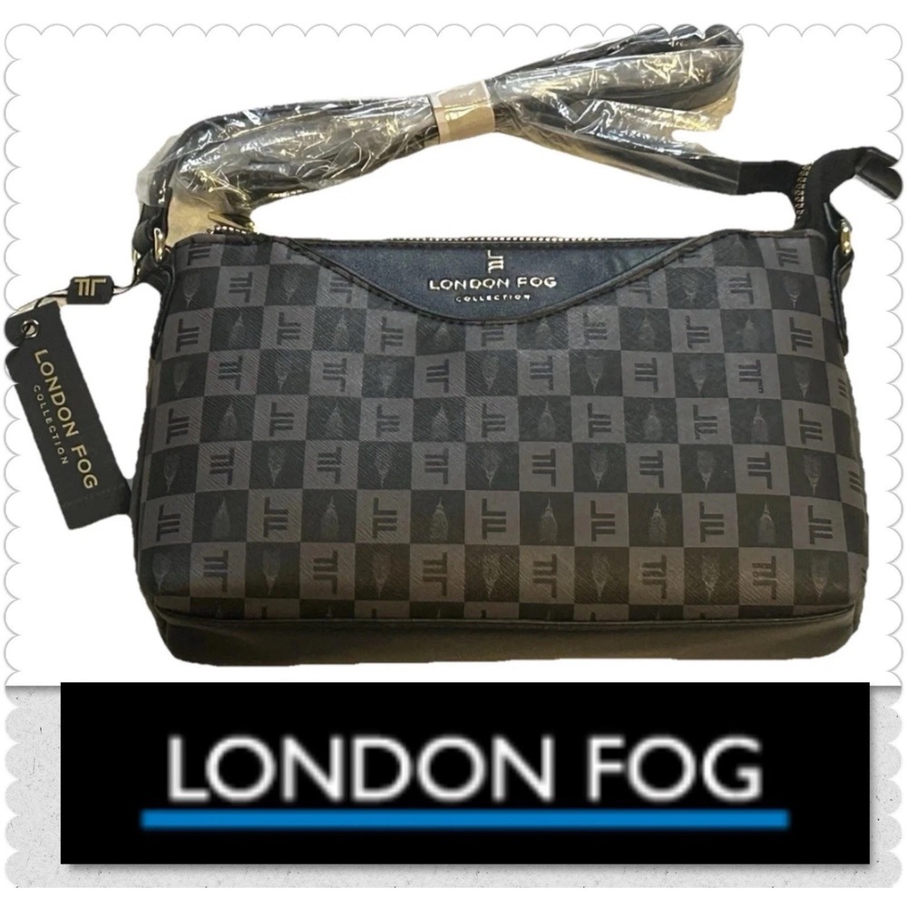 London Fog - NEW - Addison Tower Signature Print - Crossbody - Black - Purse Bag